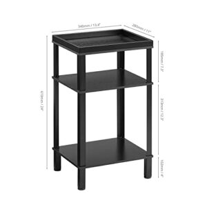 ZEXVIDA Side Table for Small Spaces,3 Tier End Table with Storage Shelf, Small Narrow Thin End Table Bedside Table,Nightstand for Hallway,Living Room, Bedroom, Office,Black