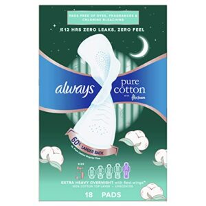 always, pure cotton with flexfoam pads for women size 5, 18 count