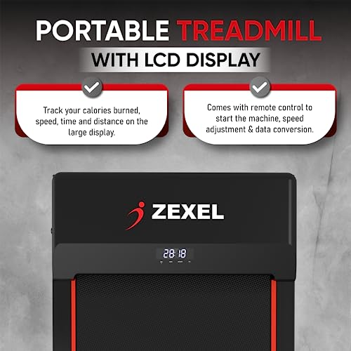 Under Desk Treadmill for Home Office Walking Pad Jogging Running Ultra Flat Slim Under Desk Fitness Workout Remote Control ZEXEL F2200 with Timer