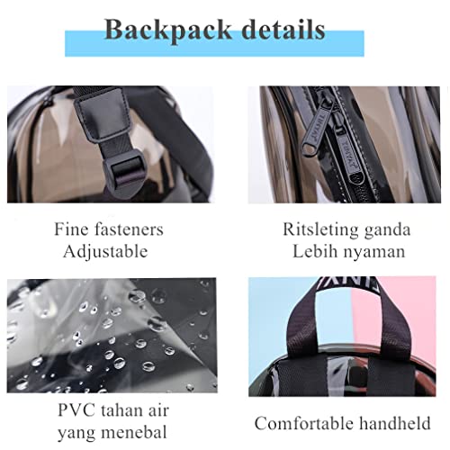 YJMKOI Clear Backpack for Girl-Boy Heavy-Duty Transparent School Bag Suitable for Study, Beach, Stadium, and Safe Travel