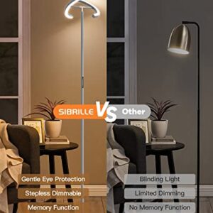 SIBRILLE Floor Lamps for Living Room, Modern Stepless Dimmable Standing Lamp with Remote Control, 20W 3000-6000K LED Rotatable Floor Light Uplighter Stand up Lamp Tall Lamp for Bedroom Office