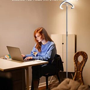 SIBRILLE Floor Lamps for Living Room, Modern Stepless Dimmable Standing Lamp with Remote Control, 20W 3000-6000K LED Rotatable Floor Light Uplighter Stand up Lamp Tall Lamp for Bedroom Office