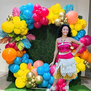 Hot Pink blue yellow orange balloons 160pcs For Moana theme Balloon Garland arch kit Summer Tropical for Baby Moana Birthday Decorations Luau hawaiian Aloha beach party