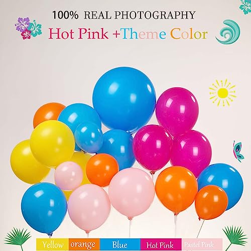 Hot Pink blue yellow orange balloons 160pcs For Moana theme Balloon Garland arch kit Summer Tropical for Baby Moana Birthday Decorations Luau hawaiian Aloha beach party