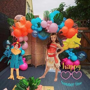 Hot Pink blue yellow orange balloons 160pcs For Moana theme Balloon Garland arch kit Summer Tropical for Baby Moana Birthday Decorations Luau hawaiian Aloha beach party