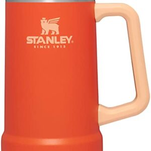 Stanley Adventure Big Grip Beer Stein, 24oz Stainless Steel Beer Mug, Double Wall Vacuum Insulation, Tigerlily