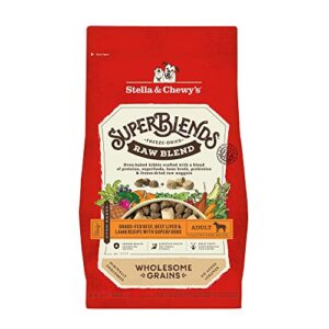 stella & chewy's superblends raw blend wholesome grains grass-fed beef, beef liver & lamb recipe with superfoods, 3.25 lb. bag