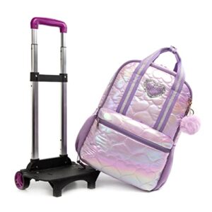 Meetbelify Love Rolling Backpack for Teen Girls Backpacks with Wheels for Elementary Students with Lunch Box for Big Kids