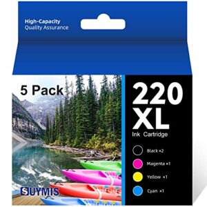 220xl 220 ink cartridges remanufactured ink cartridges replacement for epson 220 xl t220xl to use with wf-2630 wf-2650 wf-2660 wf-2750 xp-320 xp-420 (2 black, 1 cyan, 1 magenta, 1 yellow,5-pack)