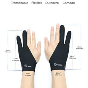 UGEE Digital Drawing Glove 4 Pack，Artist Glove for Drawing Tablet Digital Art Glove with Two Finger for Right Hand or Left Hand Universal Sizes