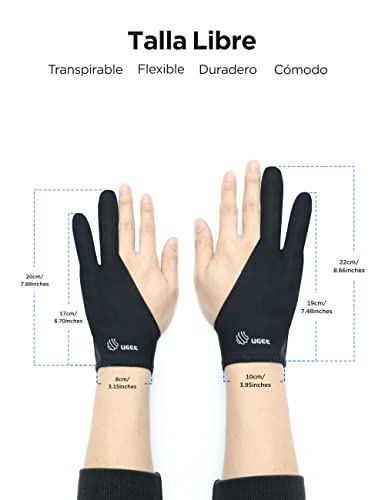 UGEE Digital Drawing Glove 4 Pack，Artist Glove for Drawing Tablet Digital Art Glove with Two Finger for Right Hand or Left Hand Universal Sizes