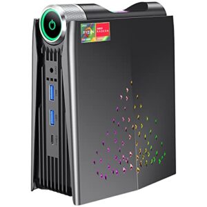 KAMRUI Mini Gaming PC 32GB RAM 512GB SSD with AMD Ryzen 7 5800U, Small Form Factor Radeon Desktop Computer, Micro AMR5 Support 3 Mode PERF Switch, RGB Light, Upgrade Capacity, 4K UHD