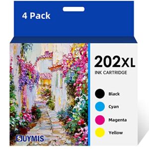 202 202xl ink cartridges for epson printer remanufactured compatible for epson 202 xl 202xl t202xl work for epson expression home xp-5100 workforce wf-2860 printer (1 black 1 cyan 1 magenta 1 yellow)