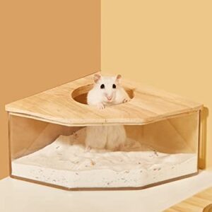 QWINEE Clear Hamster Bathtub Small Animals Sand Bathtub Transparent Toilet Bath Container Cage Accessories for Gerbil Syrian Mouse Chinchilla and Other Small Pets Clear Medium