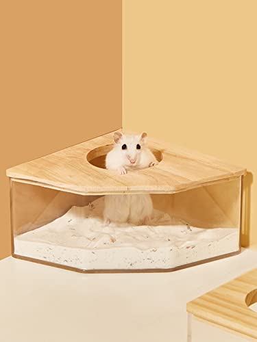 QWINEE Clear Hamster Bathtub Small Animals Sand Bathtub Transparent Toilet Bath Container Cage Accessories for Gerbil Syrian Mouse Chinchilla and Other Small Pets Clear Medium