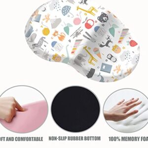 Ergonomic Mouse Pad Wrist Support Carpal Tunnel Mouse Pads Animals Memory Foam Mouse Mat with Non-Slip Rubber Pretty Mouse Pads for Computers Laptop Gaming Office Home