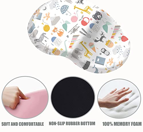 Ergonomic Mouse Pad Wrist Support Carpal Tunnel Mouse Pads Animals Memory Foam Mouse Mat with Non-Slip Rubber Pretty Mouse Pads for Computers Laptop Gaming Office Home