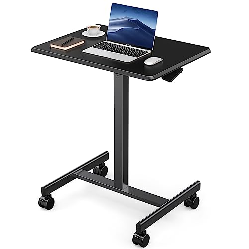 edx Small Standing Desk Mobile Standing Desk Adjustable Height, Mobile Portable Rolling Laptop Desk on Wheels Small Adjustable Desk for Home Office