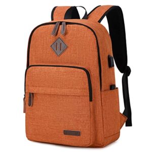 kyalou laptop backpack, lightweight bookbag casual daypack for men and women, college with usb charging port - light brown