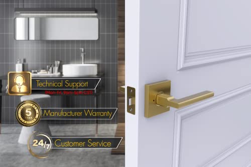 Avalon 0730 - Modern Gold/Satin Brass Door Handles Levers Hidden Screws Privacy/Passage in Brushed Gold/Satin Brass Finish