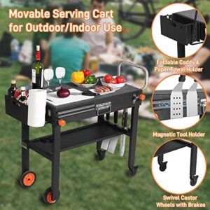 Portable Outdoor Grill Table, Folding Grill Cart Solid and Sturdy, Blackstone Griddle Stand Large Space, Blackstone Table with Paper Towel Holder, Grill Stand for Blackstone Griddle, Ninja Grill etc.