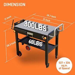 Portable Outdoor Grill Table, Folding Grill Cart Solid and Sturdy, Blackstone Griddle Stand Large Space, Blackstone Table with Paper Towel Holder, Grill Stand for Blackstone Griddle, Ninja Grill etc.