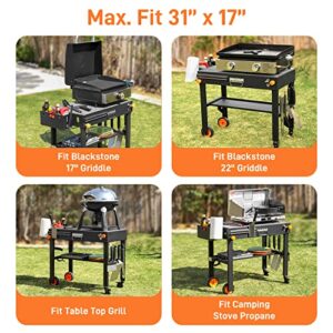 Portable Outdoor Grill Table, Folding Grill Cart Solid and Sturdy, Blackstone Griddle Stand Large Space, Blackstone Table with Paper Towel Holder, Grill Stand for Blackstone Griddle, Ninja Grill etc.