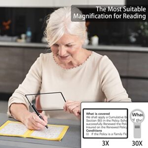 2 Pack Page Magnifying 3X Lens with 2 Bonus Bookmark Magnifiers - Perfect for Reading Small Prints, Close Work, Low Vision Aids,Ideal for Reading Small Prints & Low Vision Seniors