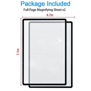 2 Pack Page Magnifying 3X Lens with 2 Bonus Bookmark Magnifiers - Perfect for Reading Small Prints, Close Work, Low Vision Aids,Ideal for Reading Small Prints & Low Vision Seniors