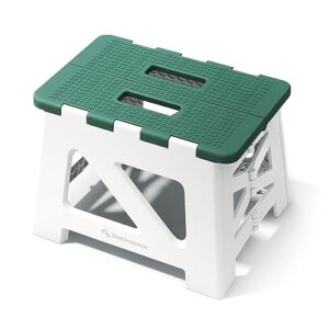 blackspace 9" folding step stool for kids or adults, 300 lbs capacity non-slip compact plastic foldable step stool with handle, portable lightweight small stool for home or kitchen(green)
