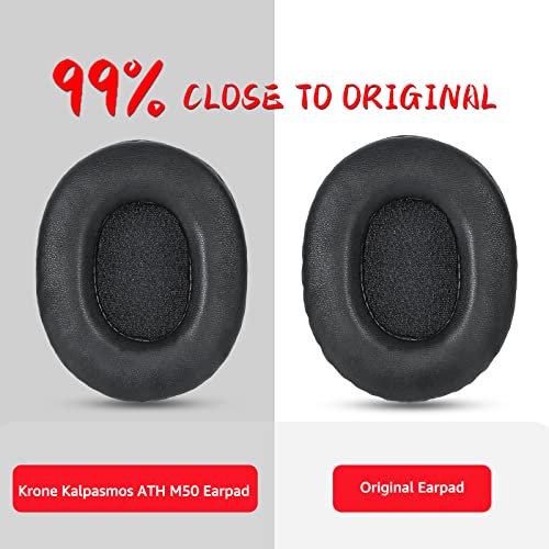 Krone Kalpasmos Audio Technica ATH-M50X Replacement Earpads, Audio Technica Headphone Pads Fit ATH M50 M50s M50BT M40X M40 M35 M30, Pads for ATH M-Series, Soft and Thick Memory Foam, Classic Black
