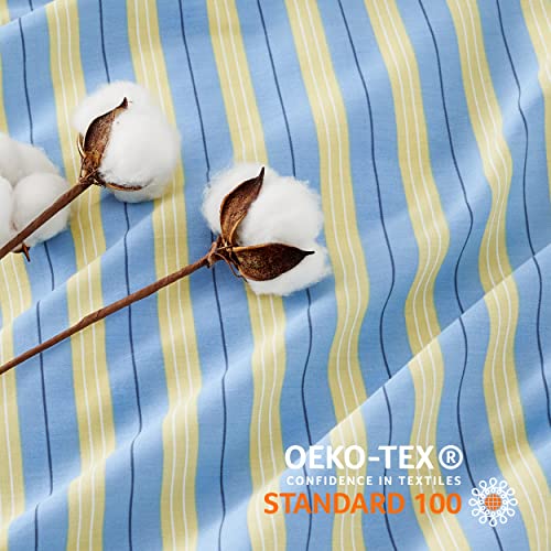 Bedsure Duvet Cover Queen Size - 100% Cotton Reversible Morandi Color Striped Cover Set with Zipper, Soft & Breathable Bedding Set, (3 Pieces, 1 Duvet Cover 90"x90" and 2 Pillow Shams 20"x26")