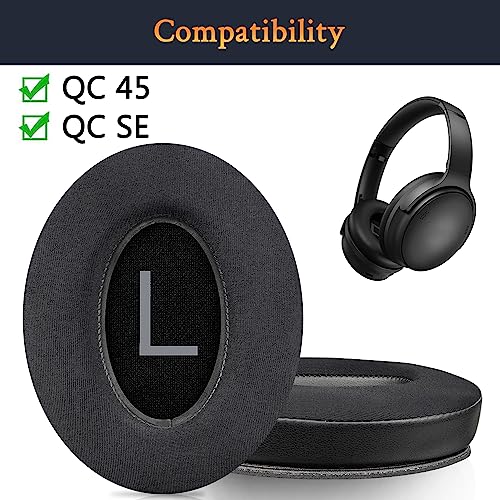 SOULWIT Cooling Gel Ear Pads Cushions Replacement for Bose QuietComfort 45(QC45)/QuietComfort SE (QC SE) Over-Ear Headphones, Earpads with High-Density Noise Isolation Foam - Black