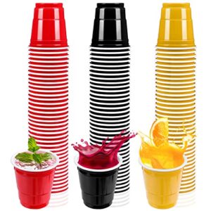 pinkunn 600 pcs 2 oz plastic shot glasses red black gold shot cups disposable plastic cups mini party cups tasting sample cups for bbq picnic camping wedding birthday christmas drinking serving snack