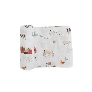 little unicorn – farmyard cotton muslin swaddle blanket | single | 100% cotton | super soft | newborns and infants | large 47” x 47” | machine washable