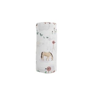 Little Unicorn – Farmyard Cotton Muslin Swaddle Blanket | Single | 100% Cotton | Super Soft | Newborns and Infants | Large 47” x 47” | Machine Washable