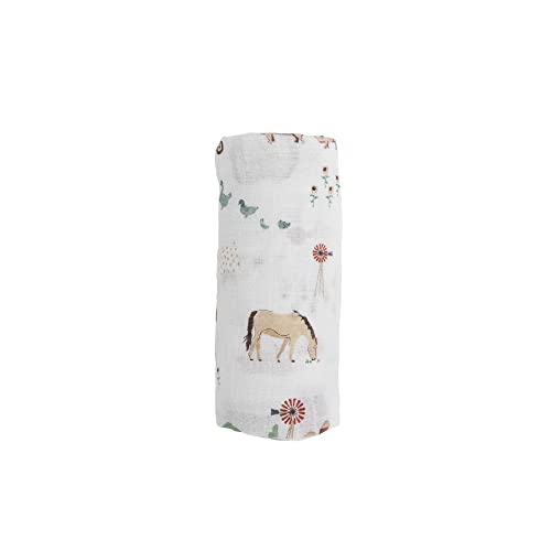 Little Unicorn – Farmyard Cotton Muslin Swaddle Blanket | Single | 100% Cotton | Super Soft | Newborns and Infants | Large 47” x 47” | Machine Washable