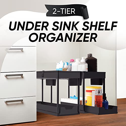 SOLIUM STAR Under sink organizer 2 Pack - Bathroom storage - Kitchen sink organizer - Bathroom cabinet organizer - Under sink organizers and storage - Bathroom sink organizer - Under sink storage