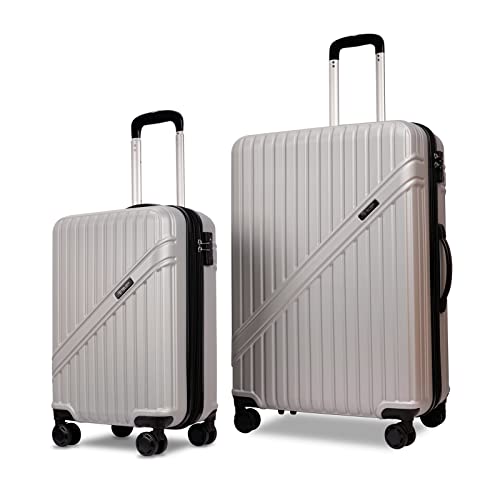 PRIMICIA GinzaTravel Luggage Sets 2 Piece Expandable Suitcases with Wheels PC+ABS Durable Hardside Luggage sets TSA lock (Silver, 2-Piece Set(20"/29"))