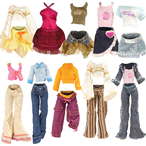 BARWA 10 Sets Doll Clothes for 11 inch Monster Girl Doll Fashion Outfits Casual Tops Pants