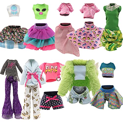 BARWA 10 Sets Doll Clothes for 11 inch Monster Girl Doll Fashion Outfits Casual Tops Pants