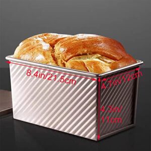 EGEN Bread Pan Loaf Pan for Baking with Lid, Non-Stick Carbon Steel Baking Bread Toast Mold Loaf Baking Pan Set (Golden-2Pcs)