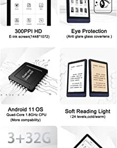 Meebook E-Reader M6 | 6' Eink Carta Screen 300PPI | Adjustable Smart Light | Android 11 | Ouad Core Processor | Audio Books|Support Google Play Store | 3GB+32GB Storage | Micro-SD Slot | Purple