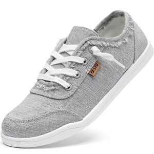 stq womens slip on sneakers classic low top canvas shoes casual comfortable walking sneakers light grey size 6