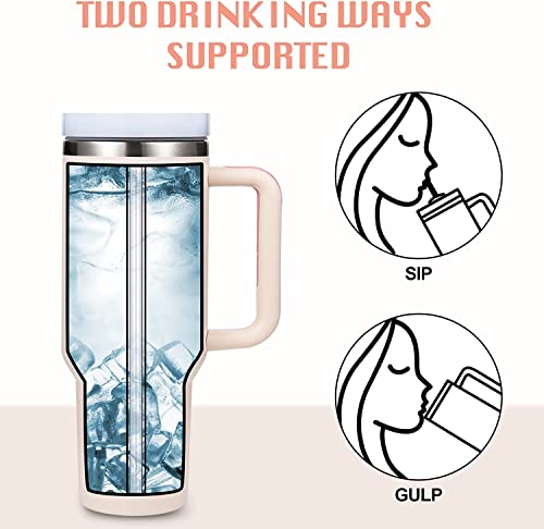 Bileeko 40 oz Tumbler with Handle and Straw Lid, Reusable Insulated Stainless Steel Water Bottle Coffee Mug Travel Cup, Dishwasher Safe, Maintains Cold, Heat and Ice for Hours(Rose Quartz)