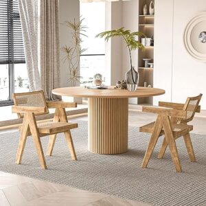 simtonal round dining table modern wood kitchen table 35'' circular tabletop for leisure coffee table,35''l x 35''w x 29.9''h