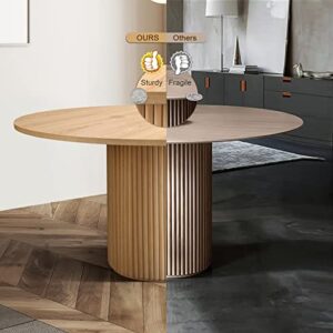 SIMTONAL Round Dining Table Modern Wood Kitchen Table 35'' Circular Tabletop for Leisure Coffee Table,35''L x 35''W x 29.9''H