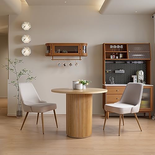 SIMTONAL Round Dining Table Modern Wood Kitchen Table 35'' Circular Tabletop for Leisure Coffee Table,35''L x 35''W x 29.9''H