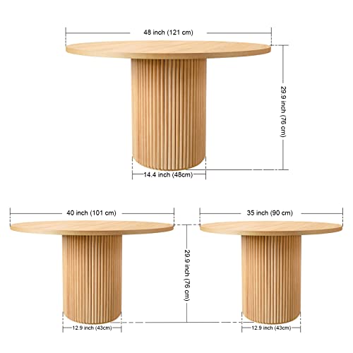 SIMTONAL Round Dining Table Modern Wood Kitchen Table 35'' Circular Tabletop for Leisure Coffee Table,35''L x 35''W x 29.9''H