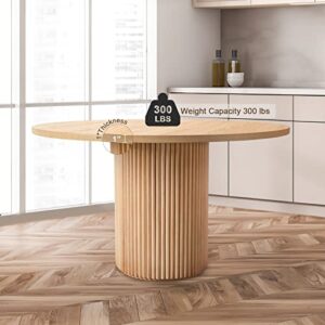 SIMTONAL Round Dining Table Modern Wood Kitchen Table 35'' Circular Tabletop for Leisure Coffee Table,35''L x 35''W x 29.9''H